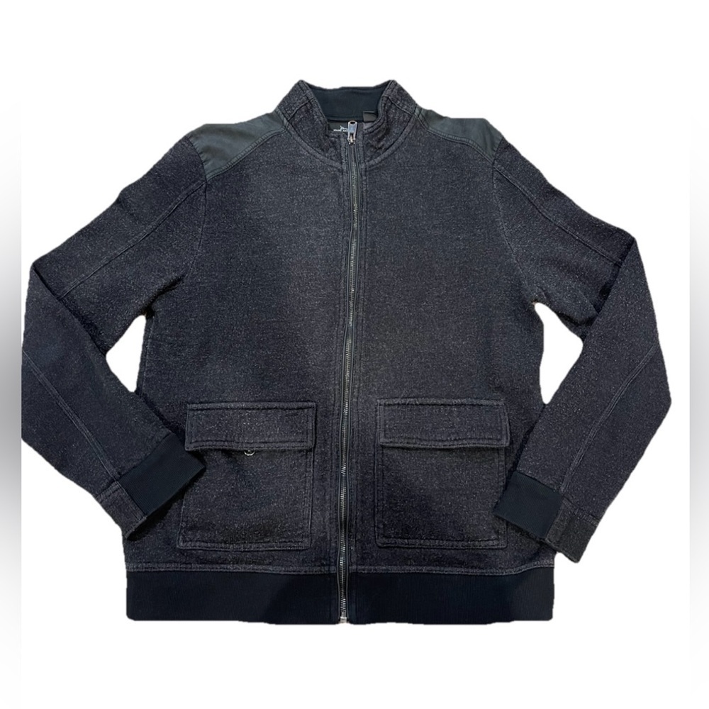 MARC ANTHONY Charcoal Full Zip Slim Fit Fleece Jacket